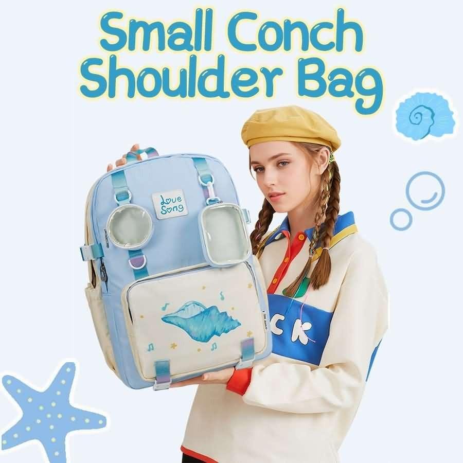 Little Conch Shell Sky Blue Display Pocket Ita Pin Display Backpack