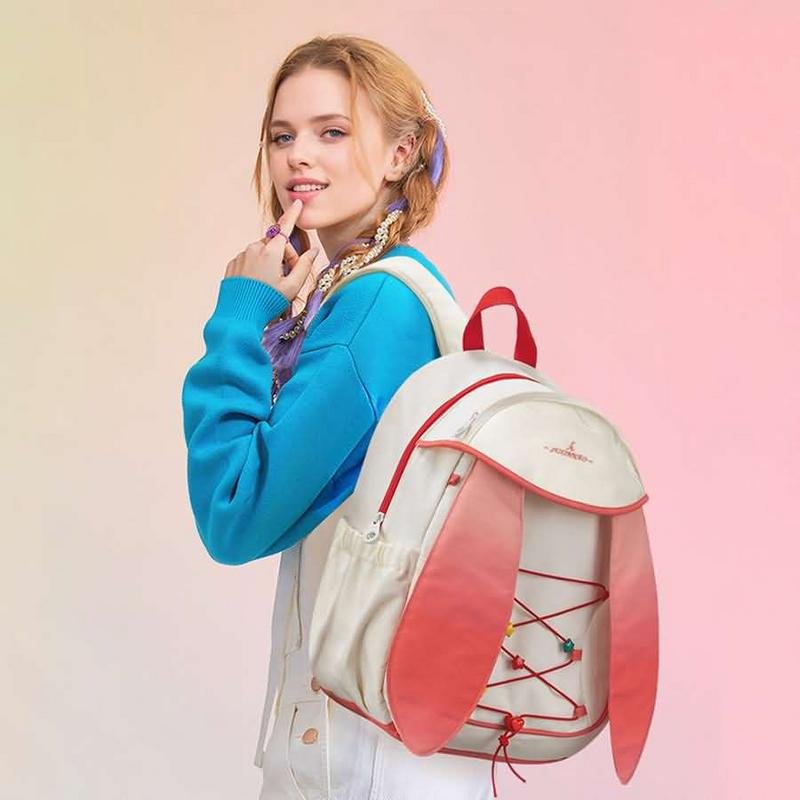 A modern backpack with distinct graphic elements, suggesting custom logo design.