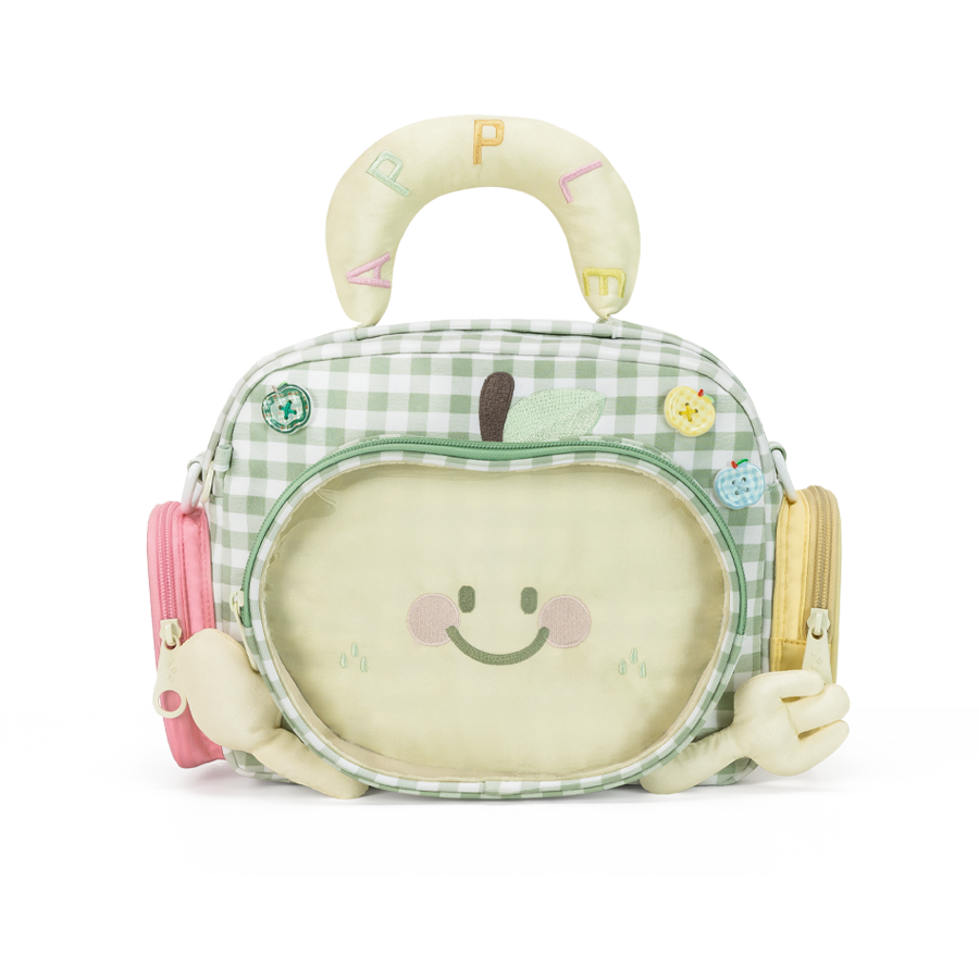 Anime schoolbag with a unique smile apple design, showcasing diverse aesthetics.