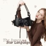 【Starfall】Handbag Black Silver Luxury Leather Cross-body Bag