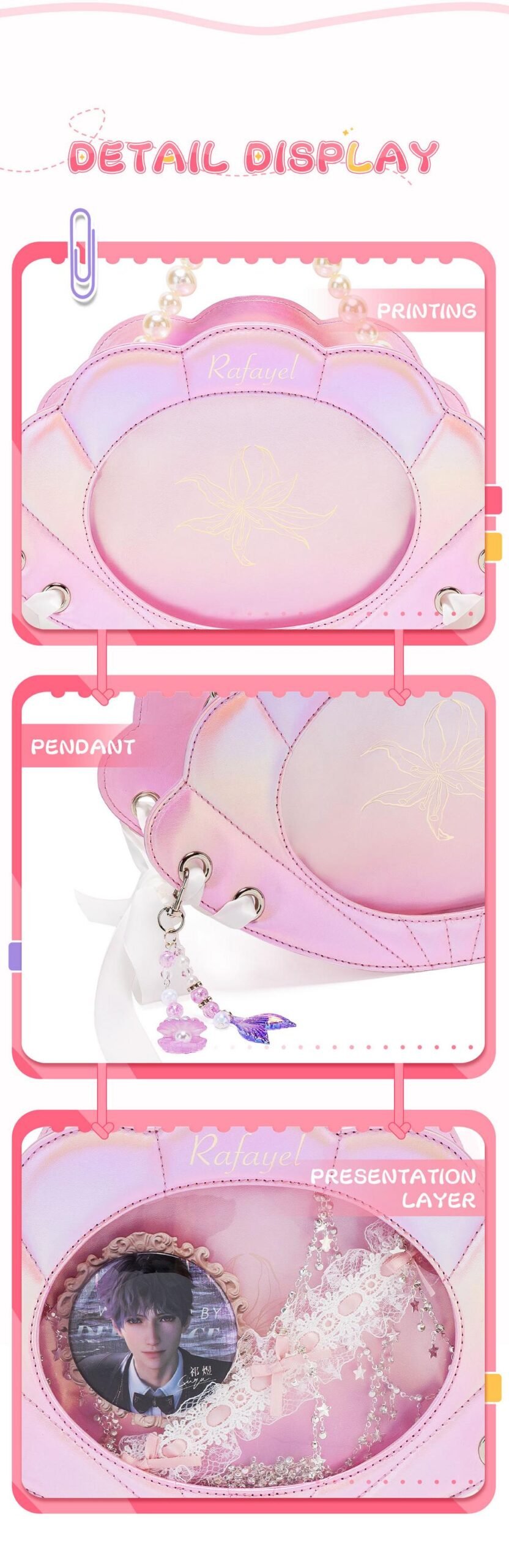 Close-up of the durable stitching and hardware on a high-quality customizable bag.