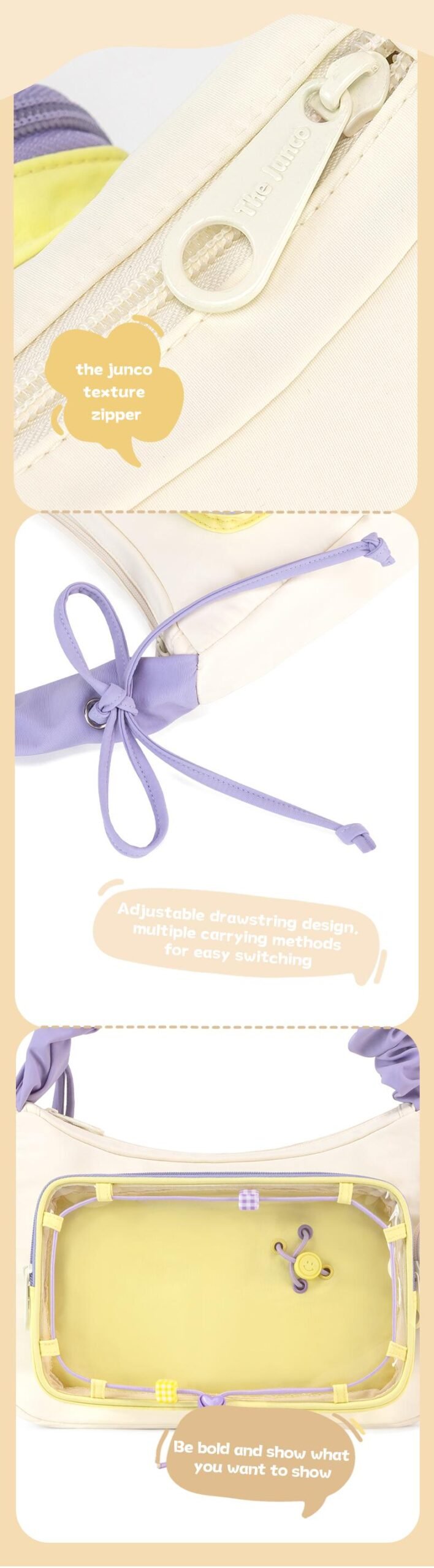 Close-up of a hamburger-themed anime schoolbag, illustrating product detail important for smart online shopping.