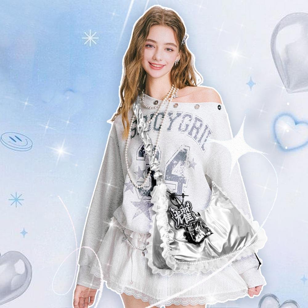 【Full Moon】Suki Handbag Silver Luxury Cross-body Tote Bag