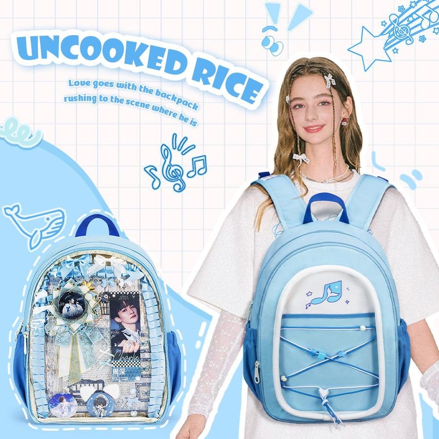【Uncooked Rice】Backpack Ocean Blue Whale Anime Ita Pain Bag