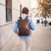 Leather Backpack Brown Black Customizable Casual Business Travel Man Shoulders Bag