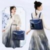 【Not Easy】Briefcase Oriental Classical Style Blue Ita Pain Bag
