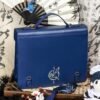 【Not Easy】Briefcase Oriental Classical Style Blue Ita Pain Bag